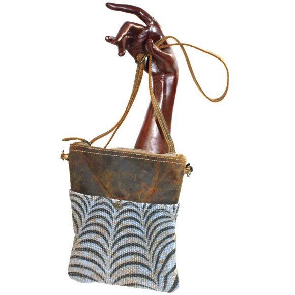 Myra Bag Handbags - Myra Bag Grey Prism Canvas Rugged Accent Leather Cross Body Bag